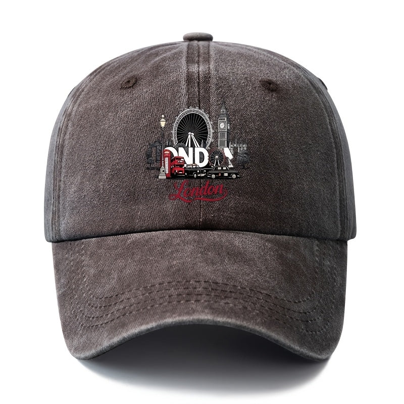 A Unisex Fashionable and Versatile Printed Ferris Wheel Baseball Cap, Featuring a Classic Vintage Washed Outdoor Lightweight Curved Brim. Suitable for Casual Occasions Such as Outdoor Vacations, Travel, and Camping. Also Works as a Hip-hop Hat