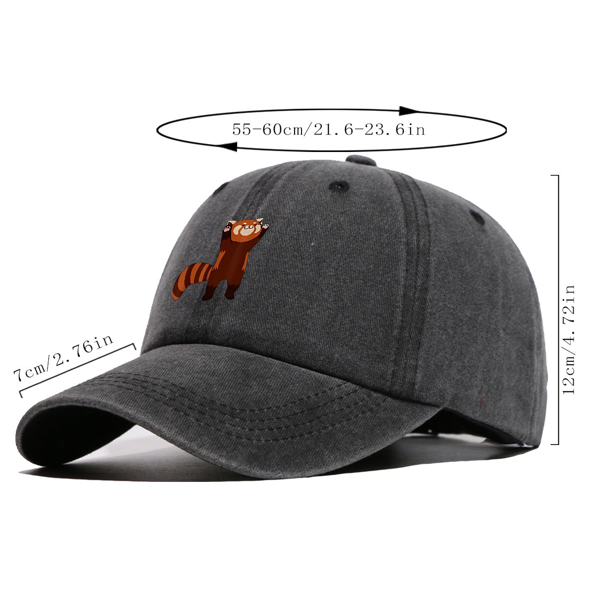 1pc Cartoon Red Panda Printed Baseball Cap, Cute Animal Pattern Sun Hat, Adorable Age-Reducing Fashion Hat, Unisex Adjustable Duckbill Cap, Couple Outing Hat, Casual Leisure Hat, Outdoor Play Sun Hat, Picnic Photography Hat, Bestie Matching Hat