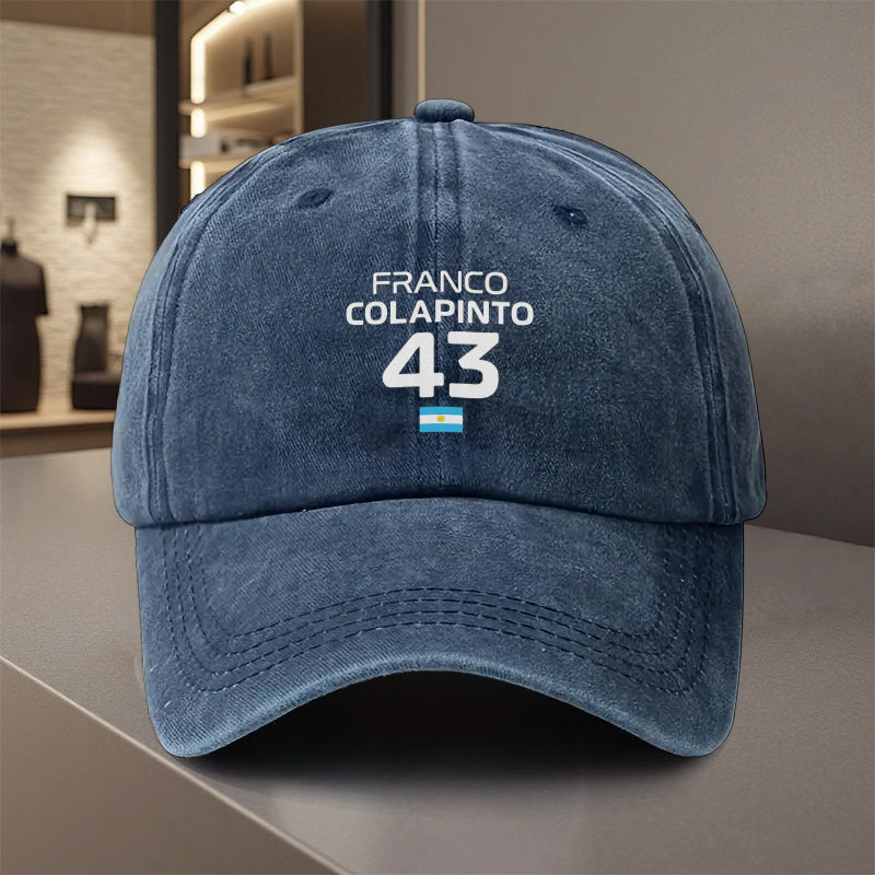 1pc, Adjustable Baseball Cap Featuring "FRANCO COLAPINTO 43 Argentine Flag", Lightweight Printed Craft Women'S Hat, "Racetrack" Men'S Sunshade, Ideal Gift for Weddings, Parties, And Birthdays