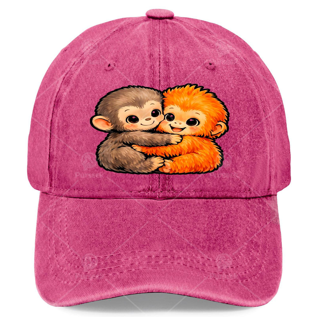 Monkey Punchs Plush Hugging Baseball - Retro Full-Body Print Suitable for Christmas, Games & 4th of, Unisex Washed Hat with Monkey, Lightweight for Independence Day Events (Hand Washable)