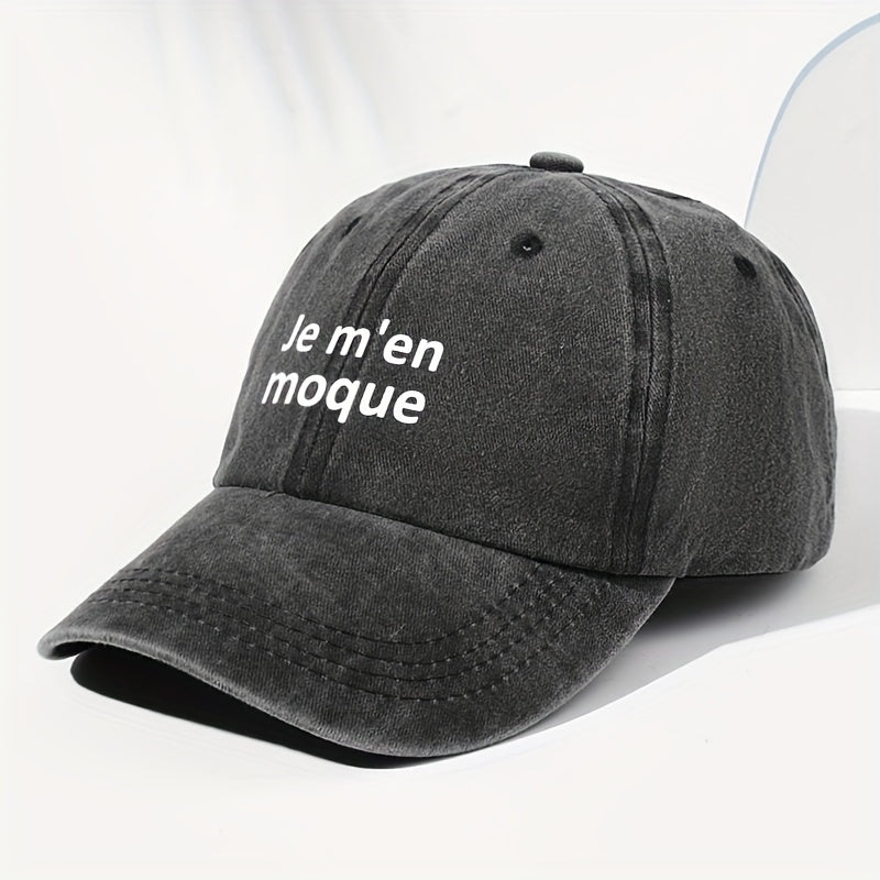 Men' & Women' Vintage French "Je M'en Moque" Trucker Hat - Adjustable Washed Soft-Top Baseball Cap Suitable for Outdoor, Fishing, Sports, Casual Wear - Unisex Suitable for Driving, Vacation, and Daily Activities