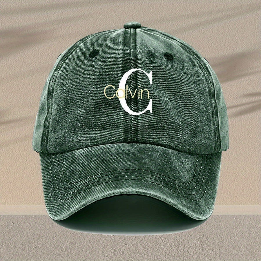 Unisex Vintage Washed Baseball Cap - Adjustable Breathable Dad Hat with Distressed 'C' Logo, Lightweight 100% Viscose Rayon, Multi-Color Options for Outdoor & Casual Wear, Retro Style, Adjustable Fit