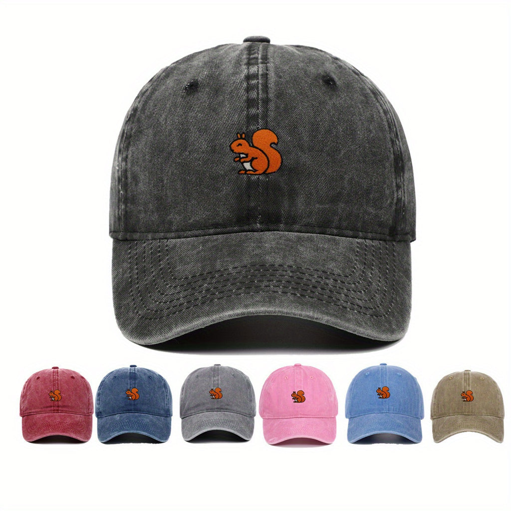 1 Adorable Squirrel Lightweight Baseball Hat - Stylish Trendy Urban Cap Retro Design Adjustable Baseball Hat Available in Various Colors Unisex Outdoor Sports Hat