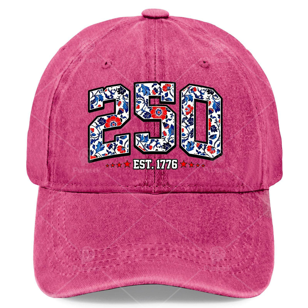 Floral Flag 250 Years 1776-2026 250th Birthday 4th of July Baseball Hat Unisex