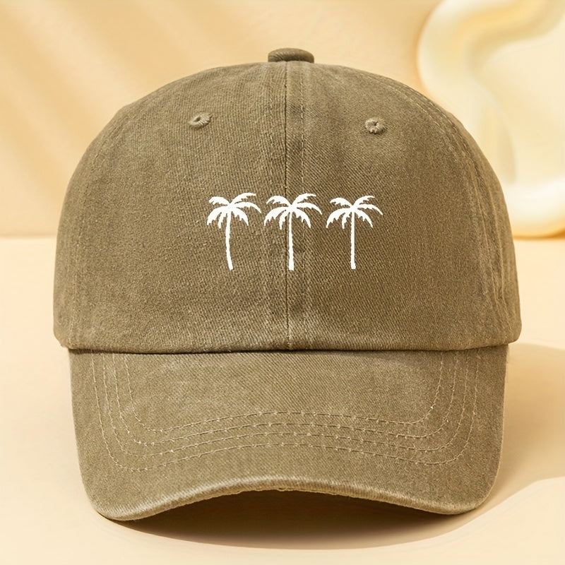 Summer New Trendy Brand Coconut Tree Print Baseball Cap Men's Casual Versatile Duckbill Cap Breathable Outdoor Sports Cap Father's Day Gift for Dad Husband Practical Goodies