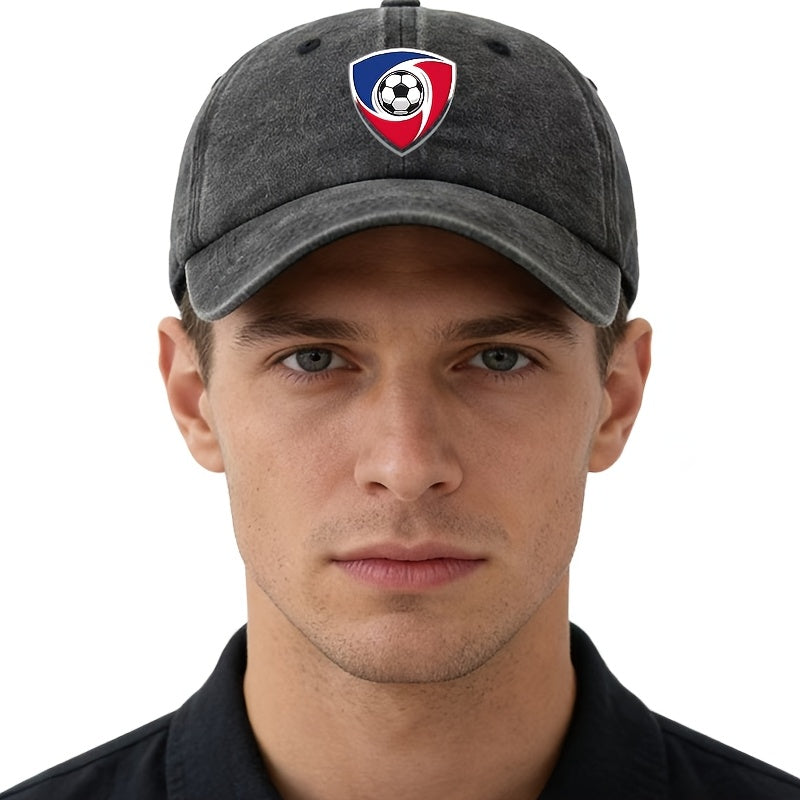 2026 Football Event Baseball Cap, a Unisex Fashionable and Versatile Printed Football Shield Baseball Cap, Classic Vintage Washed Outdoor Lightweight Curved Brim Hat, Trucker Baseball Cap, Suitable for Outdoor Vacations, Travel, Camping, and Other