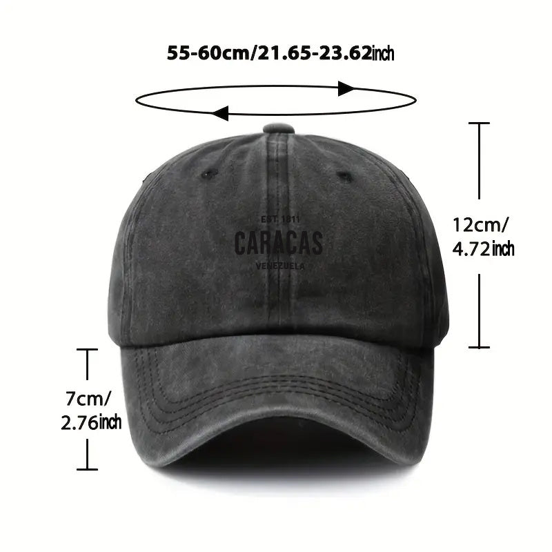 1 Caracas Venezuela Vintage Baseball Cap - Adjustable Snapback Hat with Traditional Venezuelan Design, Lightweight Polyester for Men and Women, Suitable for Outdoor Sports, Travel, Casual and Formal Occasions - Comfortable, Breathable, and Durable