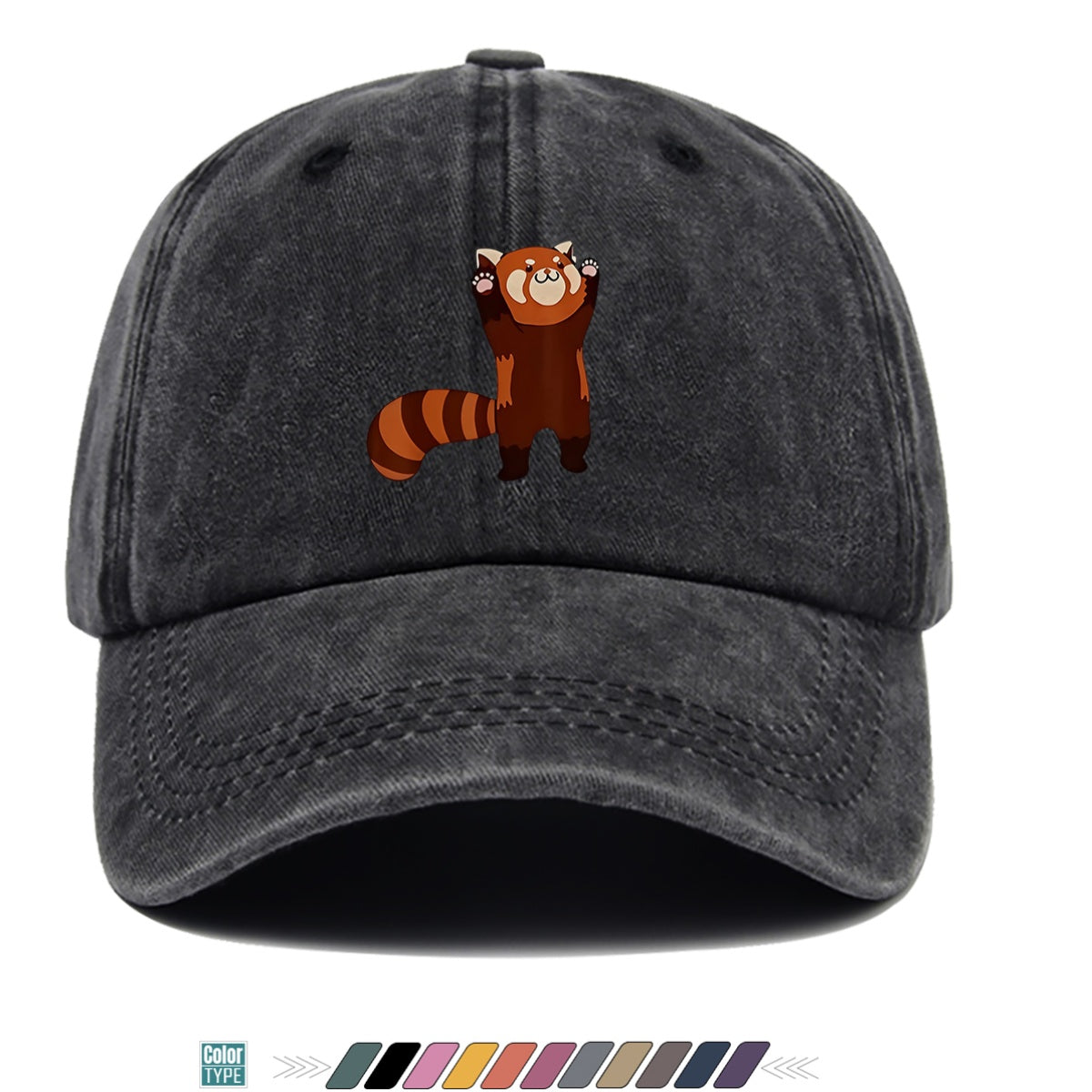 1pc Cartoon Red Panda Printed Baseball Cap, Cute Animal Pattern Sun Hat, Adorable Age-Reducing Fashion Hat, Unisex Adjustable Duckbill Cap, Couple Outing Hat, Casual Leisure Hat, Outdoor Play Sun Hat, Picnic Photography Hat, Bestie Matching Hat