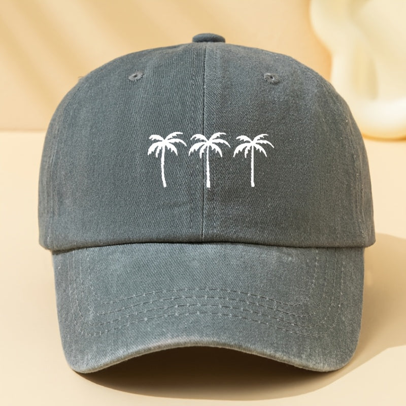 Summer New Trendy Brand Coconut Tree Print Baseball Cap Men's Casual Versatile Duckbill Cap Breathable Outdoor Sports Cap Father's Day Gift for Dad Husband Practical Goodies