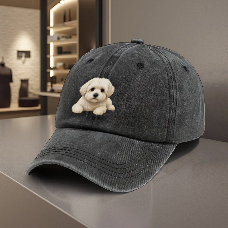 1pc Adjustable Baseball Cap with Cute Fluffy White Poodle - Lightweight Polyester Snapback Hat, All-Season Outdoor Sports, Pet Lover Gift for Men, Women, Dog Owners - Casual Sun Hat for Golf, Camping, Casual Attire - Beige/Black/Gray/Blue/Red/White/ Brown