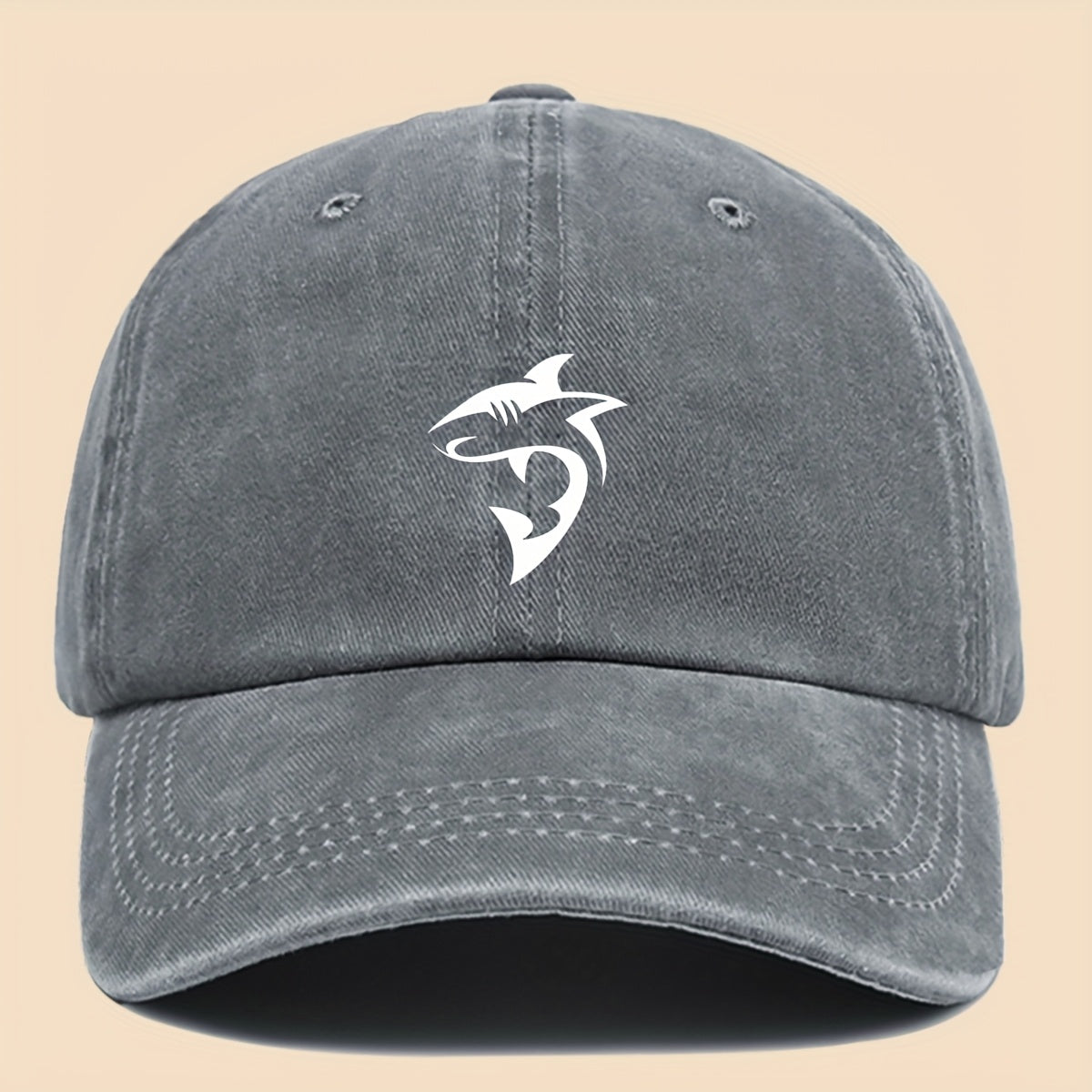 1 Unisex Ocean-themed Baseball Cap with White Shark Print - Breathable Adjustable Dad Hat for Skateboarding, Hiking, Fishing | Stylish Couple's Outdoor Accessory, Perfect Gift for Birthdays, Christmas, Halloween, Thanksgiving | Black Casual Hat |