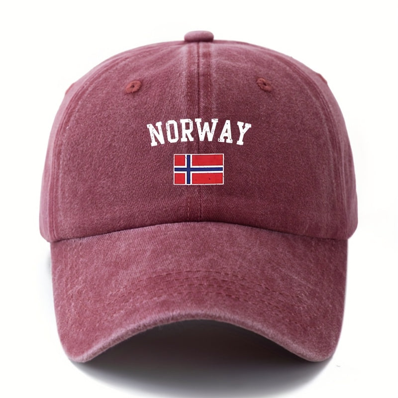 Unisex Norwegian Flag & NORWAY Lettering Vintage Cap - Norway Pride Outdoor Travel Hat, Lightweight Curved Brim, Hand Washable Black Norwegian Flag for &, Casual Wear Accessory (Norwegian Flag)