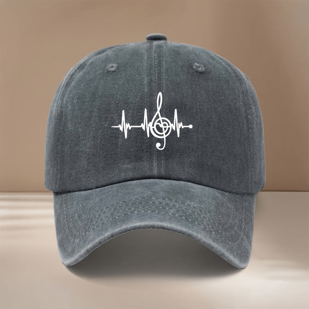 Baseball Cap with Musical Note Pattern, Easy-Going And Lightweight Hip-Hop Hat, Unisex Casual Hat, Suitable for Vacation Travel, Dinner Parties, Camping, Comfortable And Personalized Duckbill Cap, Curved Brim Makes Face Look Smaller
