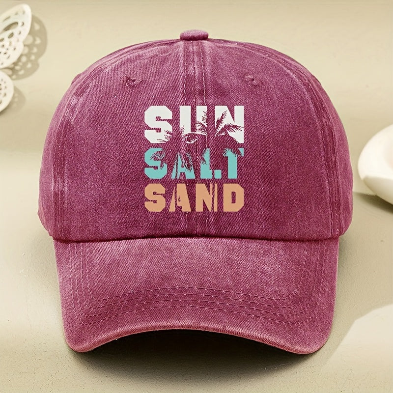 Newly Designed Washed Baseball Cap for Women Featuring a Vintage Coconut Tree Print, Perfect for Outdoor Events, Parties, And Hip Hop Style