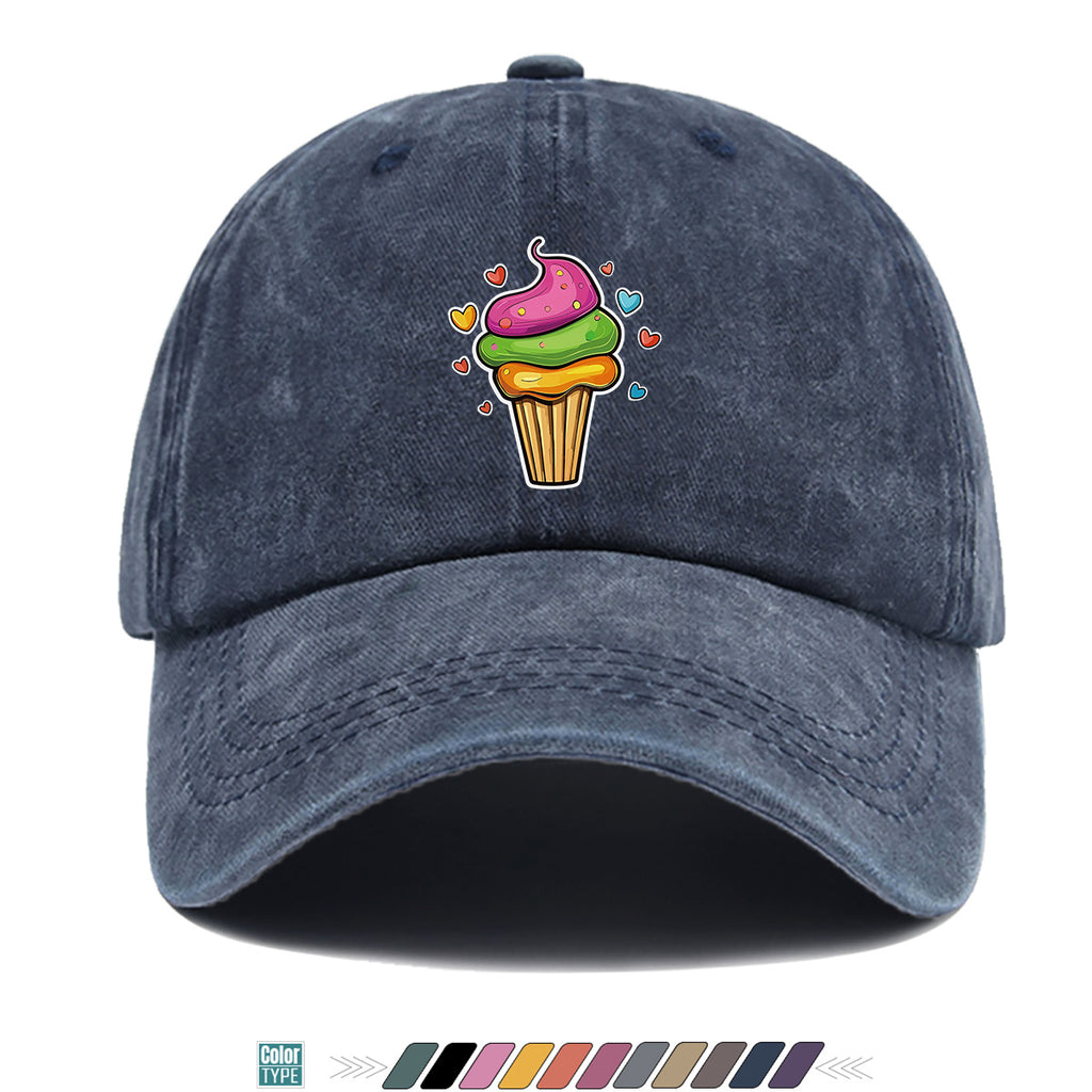 1pc Colorful Cream Cake Print Baseball Cap, Sweet Cute Sun Hat, Fashionable Individual Aesthetic Unisex Cap, Adjustable Size Street Trendy Hat, Bestie Outing Hat, Suitable for Daily Commute, Dates, Parties, Amusement Parks, Afternoon Tea