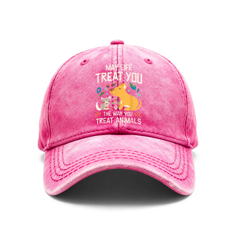 1pc Vintage Washed Unisex Baseball Cap with Animal Care And Kindness Design - Adjustable, Unisex, with Cat And Dog Pattern Print, Suitable As a Casual Outdoor Hat Gift for Pet Lovers, Vintage Style Suitable for Daily Wear And Gifting