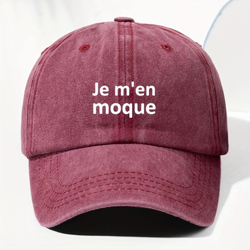 Men' & Women' Vintage French "Je M'en Moque" Trucker Hat - Adjustable Washed Soft-Top Baseball Cap Suitable for Outdoor, Fishing, Sports, Casual Wear - Unisex Suitable for Driving, Vacation, and Daily Activities