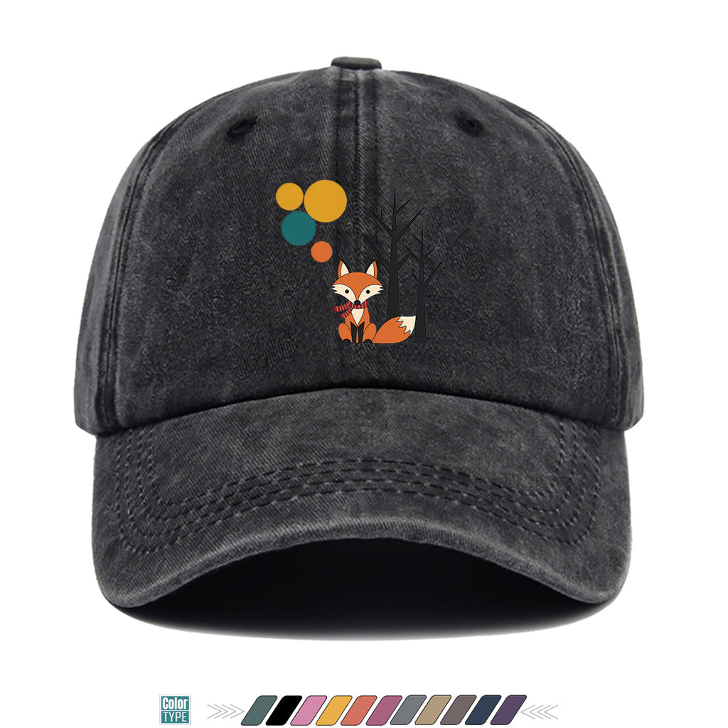 1pc Cartoon Fox Wearing Red Scarf Print Baseball Cap Colorful Geometric Background Sun Hat Fashionable And Beautiful Unisex Duck Tongue Cap Adjustable Size Casual Travel Hat Street Trendsetter Essential Suitable for Daily Wear, Shopping, Travel