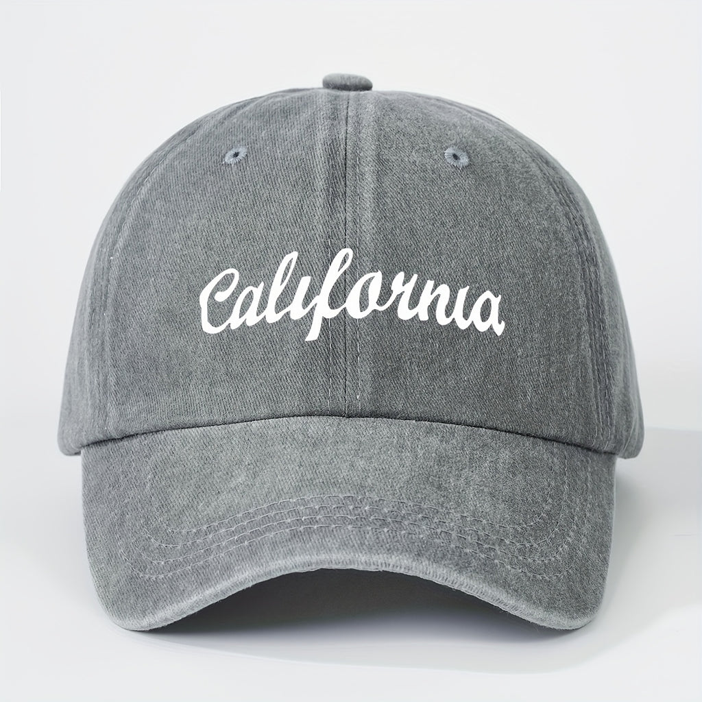 1 Printed CALIFORNIA Washed Baseball Cap, Unisex Trucker Hat, Breathable Adjustable Golf Cap, Women's Summer Fashion Curved Brim Hat, Unisex Y2K Couple's Hat