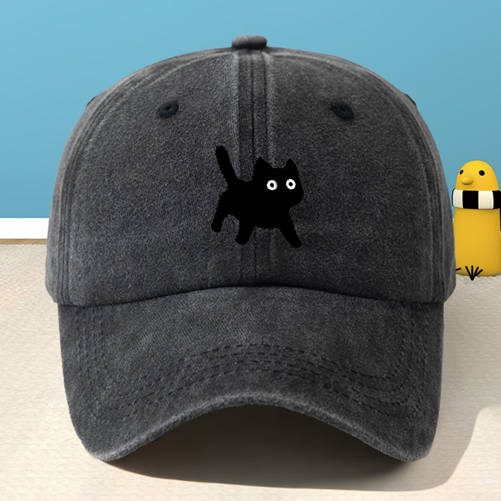 A Unisex Printed Baseball Cap, Unisex Classic Washed Distressed Retro Duck Tongue Hat, Outdoor Leisure Sports Shopping Vacation Hat, Personalized Street Rock Rap Hip-Hop Hat, Soft And Comfortable, Sweat-Absorbent, Adjustable Hat