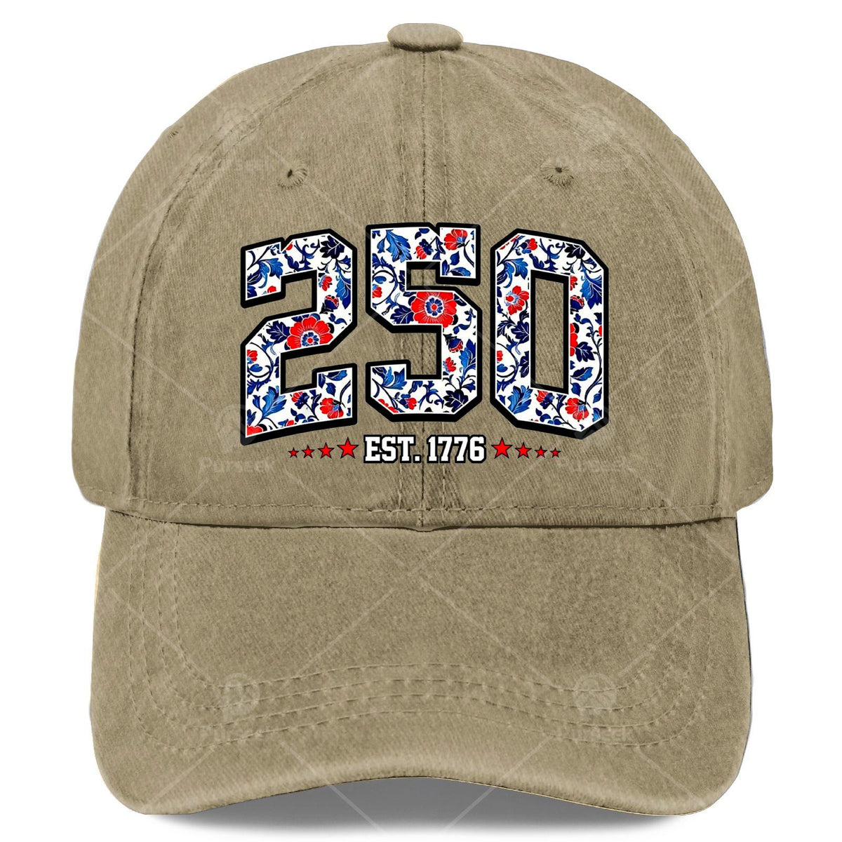 Floral Flag 250 Years 1776-2026 250th Birthday 4th of July Baseball Hat Unisex