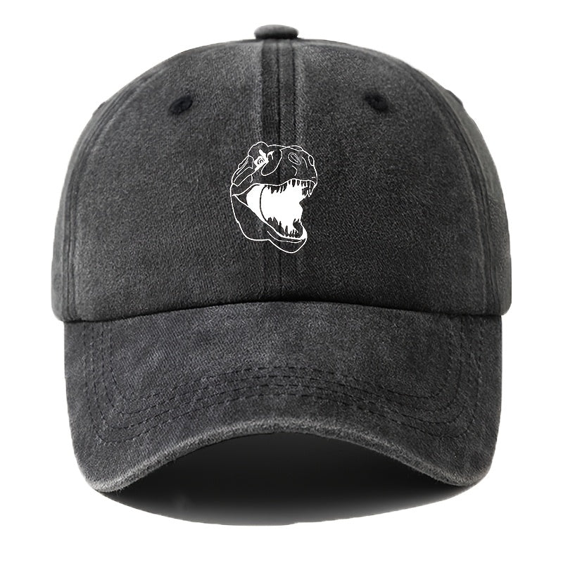 A Printed Washed Vintage Unisex Baseball Cap, Adjustable, in European and American Fashion, Featuring a Duckbill Style, Suitable for Outdoor Camping, Travel, Parties, Hip-hop, and Curved-brim Designs, Making It a Trendy Baseball Cap