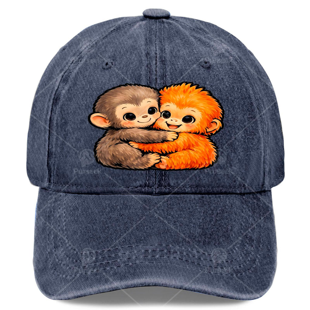 Monkey Punchs Plush Hugging Baseball - Retro Full-Body Print Suitable for Christmas, Games & 4th of, Unisex Washed Hat with Monkey, Lightweight for Independence Day Events (Hand Washable)