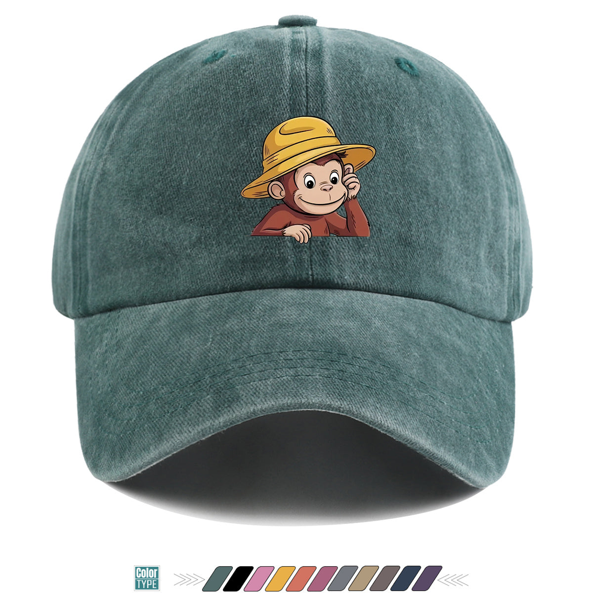 1pc 1pcs Monkey Print Baseball Cap with Straw Hat - Adjustable Snapback, Breathable Sun Hat Suitable for Outdoor, Travel, Birthday Parties, Unisex for Men & Women, for Parents, Gift, Casual Cap for Park Picnic, Festival Gift