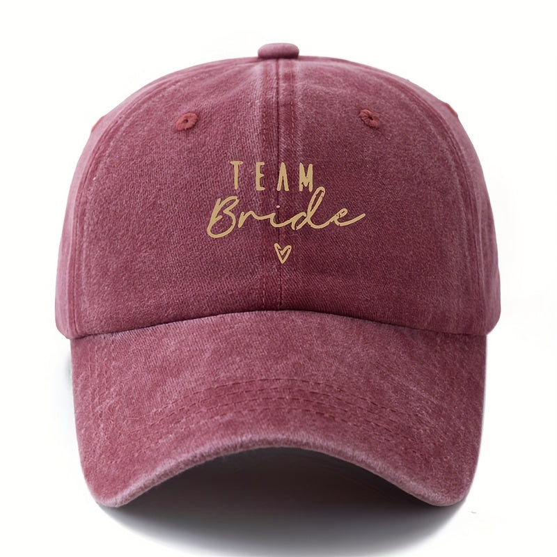 "TEAM Bride" Embroidered Baseball Cap - Stylish Black, Olive Green, Pink, And Navy Blue Options, Casual & Outdoor Lightweight Trucker Hat with Adjustable Snapback, Casual Headwear | Embroidered Design | Lightweight
