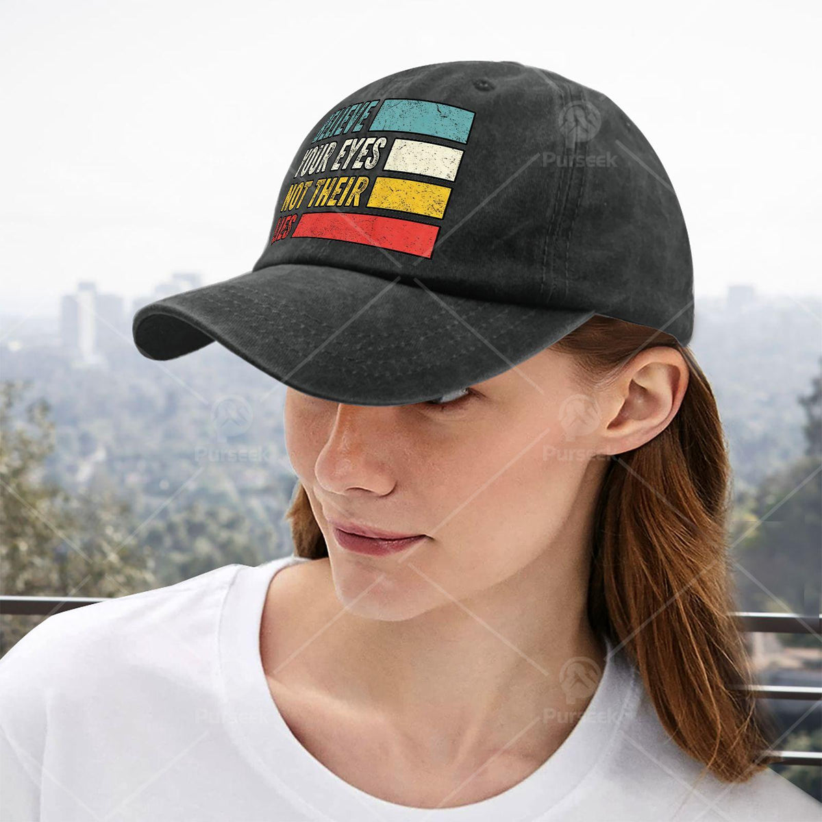 Trust Your Eyes, Don'T Believe Their Lies. Baseball Cap, Unisex, Cool Washed Look
