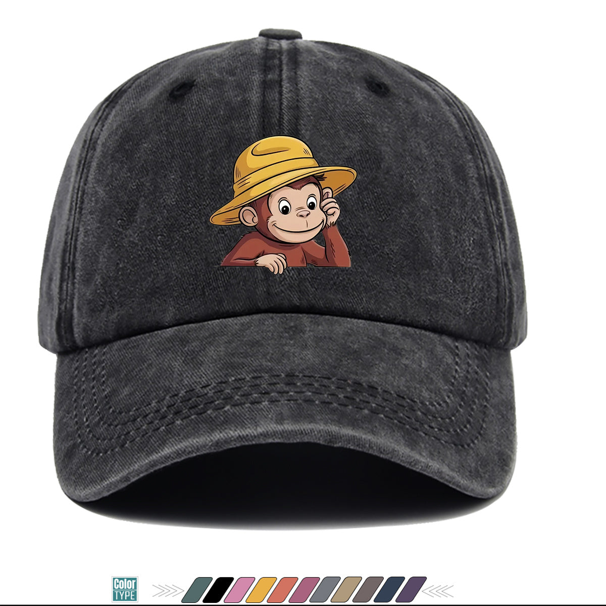 1pc 1pcs Monkey Print Baseball Cap with Straw Hat - Adjustable Snapback, Breathable Sun Hat Suitable for Outdoor, Travel, Birthday Parties, Unisex for Men & Women, for Parents, Gift, Casual Cap for Park Picnic, Festival Gift