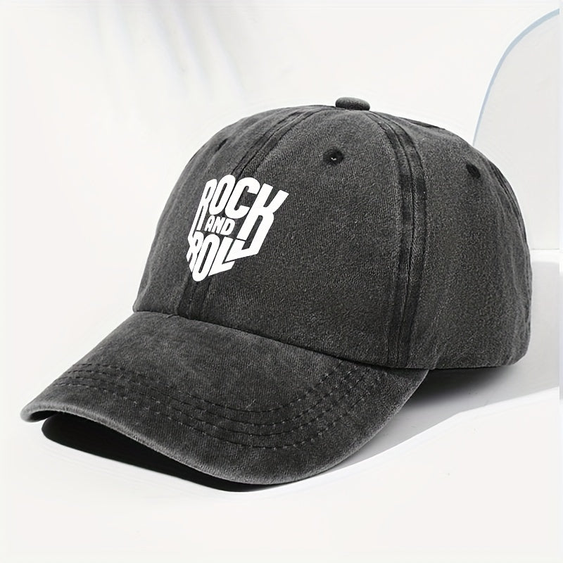 Unisex ROCK AND Printed Washed Vintage Baseball Cap Fashion Men Women Outdoor Hat Adjustable Circumference Trucker Hat Suitable for All Seasons Daily Wear