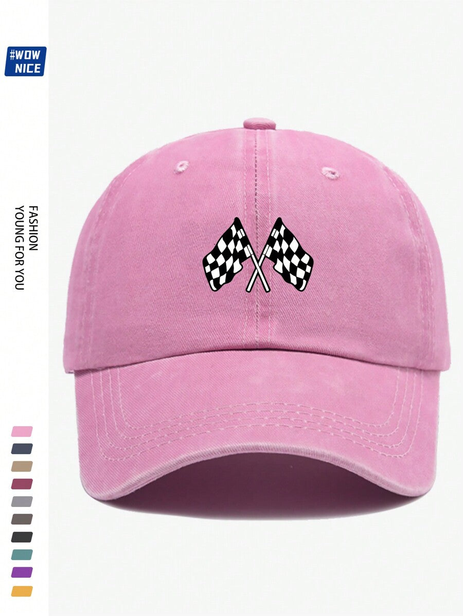 Klassische Rennflagge bedruckte Baseballkappe - Schwarz-Weiß karierte Baseballmütze für Herren und Damen, Offroadauto/Motorrad Sportkappe, ideales Geschenk für Freunde und Familie, geeignet für Casual, Unterhaltung, Urlaub, Auto/Motorrad Rennsport, Hallow