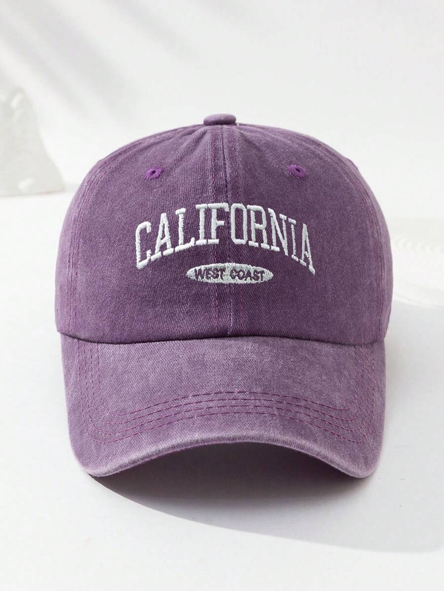 MAKEFGE 1 Stück Unisex Lässig Mode CALIFORNIA bestickte, verwaschene UV-Schutz verstellbare weiche Baseballkappe für den Outdoor-Gebrauch, passend für tägliches Outfit und Halloween
