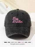 1 Stück modische, weiche Damen Baseball Kappe mit gesticktem "Day Drinkin" Text, verstellbare Krempe, atmungsaktiv für Outdoor Sport, Camping, Reisen, Urlaubsgeschenk