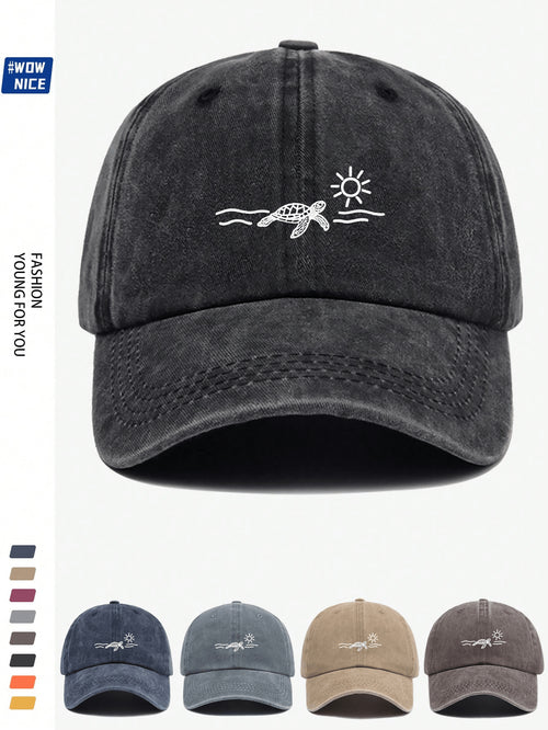 1 Stück "Schöne Natur" Frosch, Schildkröte, Pilz, Kirschblüten bedrucktes Retro Baseball Kappe, lila, pink, schwarz, gebogener Schirm, weiches Material, Sonnenhut für Herren und Damen, Lässig Stadt, Outdoor Urlaub, bequem, atmungsaktiv, sonnengeschützt, S