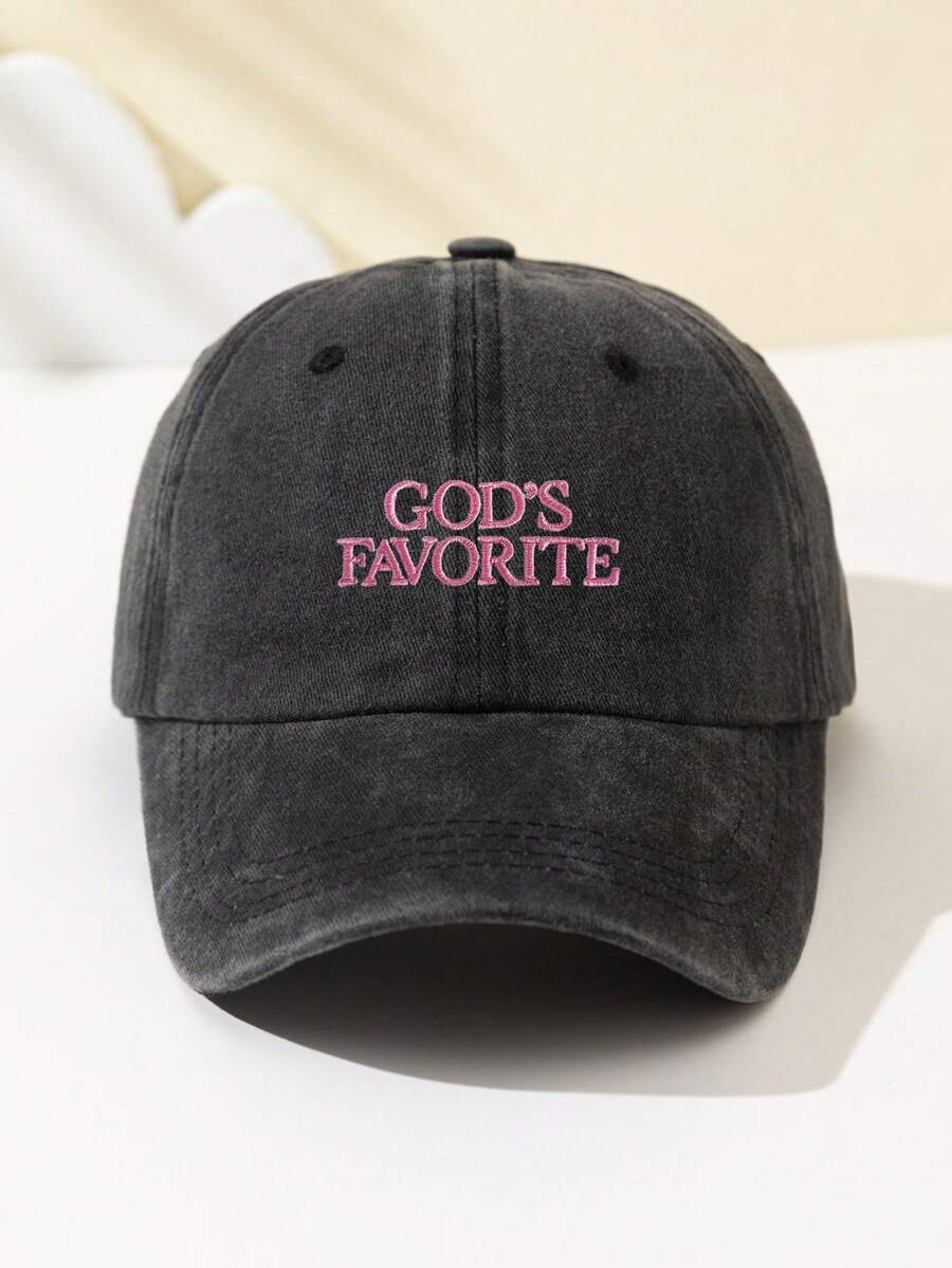 1 Stück Damen Baseballkappe mit Stickerei "God's Favorite", verstellbarer Schirm, atmungsaktiv für Outdoor, geeignet für Sport, Camping, Reisen, Geschenk