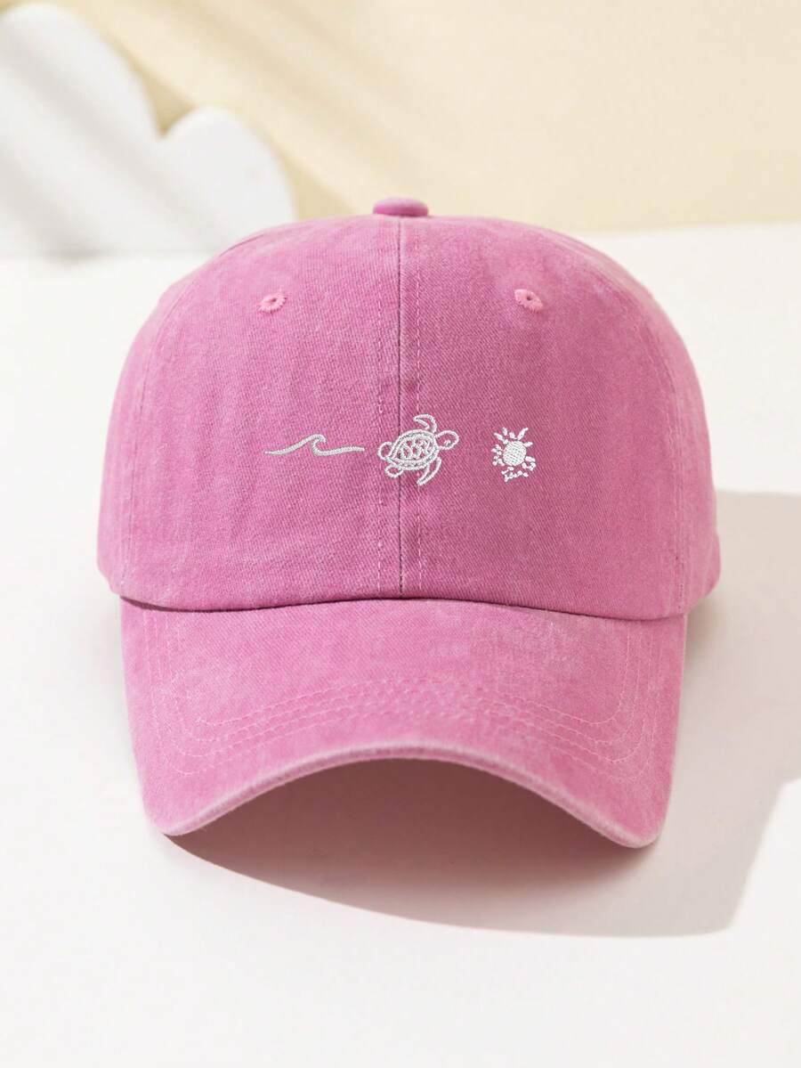 1 Stück Damen Baseballkappe aus weichem Material mit besticktem Meereswellen- und Meeresschildkrötenmuster, atmungsaktiv und modisch, verstellbarer Schirm, geeignet für Alltag, Party, Urlaub, Outdoor-Sport, Trucker Hut