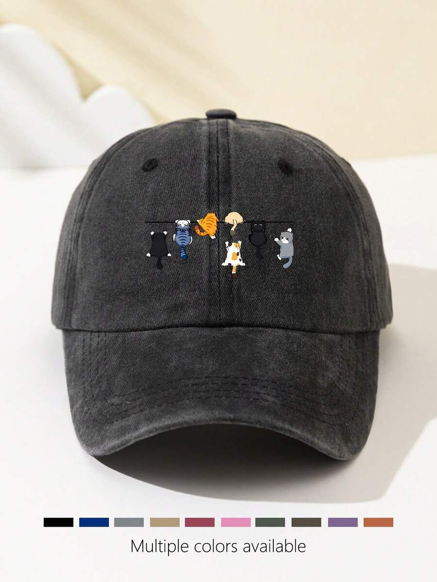 1 Stück Damen Baseballkappe aus weichem Material mit Kletterkatzen-Motiv, atmungsaktiv mit verstellbarem Schirm, geeignet für tägliche Ausflüge, Urlaub, Camping, Outdoor-Sport, LKW-Fahrer, Geschenk für Feiertage