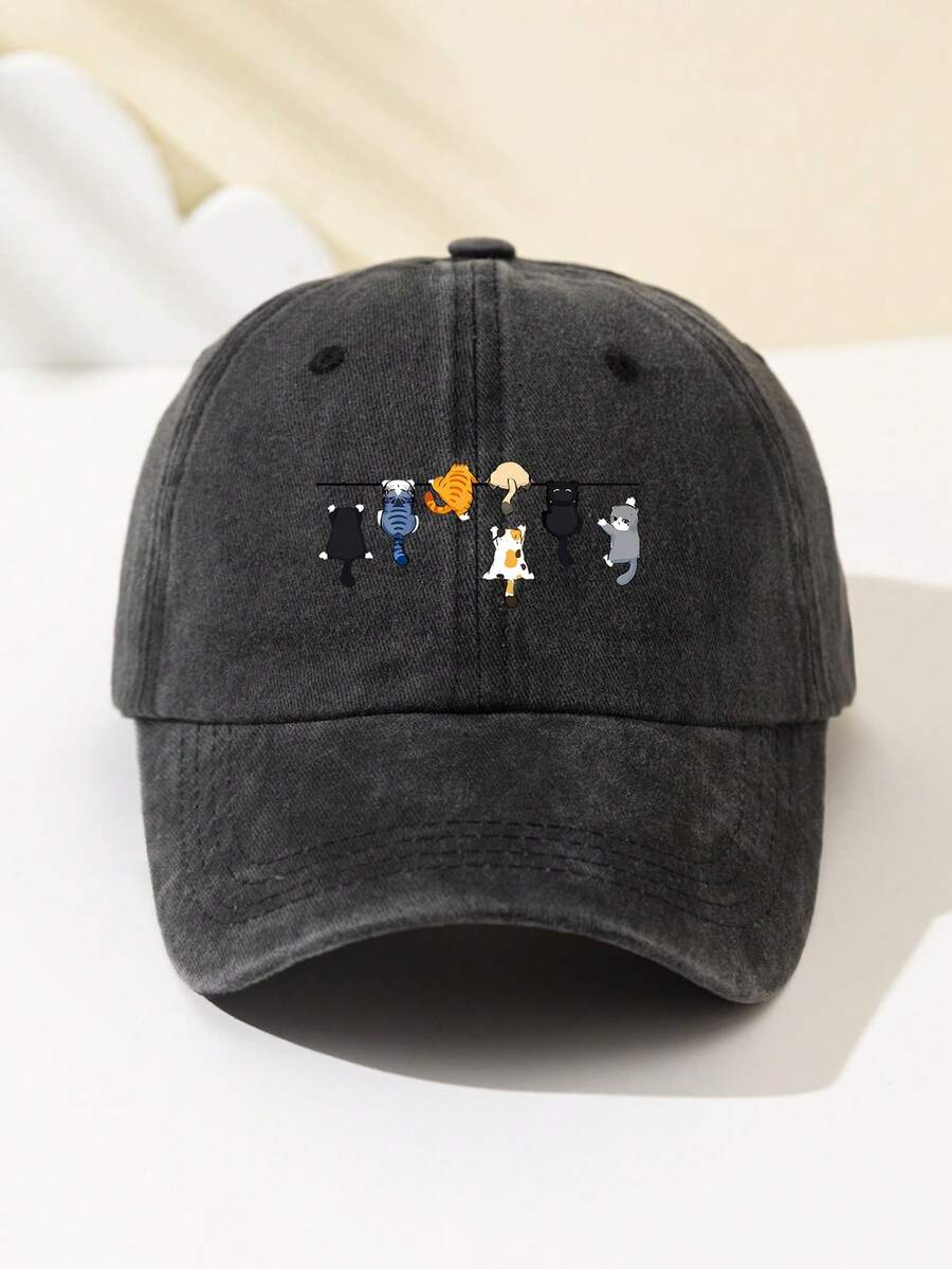 1 Stück Damen Baseballkappe aus weichem Material mit Kletterkatzen-Motiv, atmungsaktiv mit verstellbarem Schirm, geeignet für tägliche Ausflüge, Urlaub, Camping, Outdoor-Sport, LKW-Fahrer, Geschenk für Feiertage