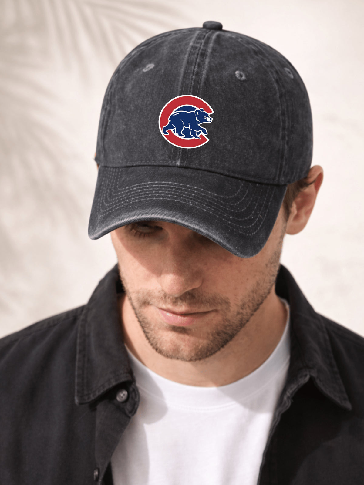 Washed Denim Baseball Cap Unisex Casual Sporty Adjustable Hat For Men And Women Chicago Cubs Logo Embroidered Design Classic Team Inspired Front Patch Perfect For Outdoor Activities Daily Wear Travel And Sports Events Lightweight Comfortable Fit With Dist