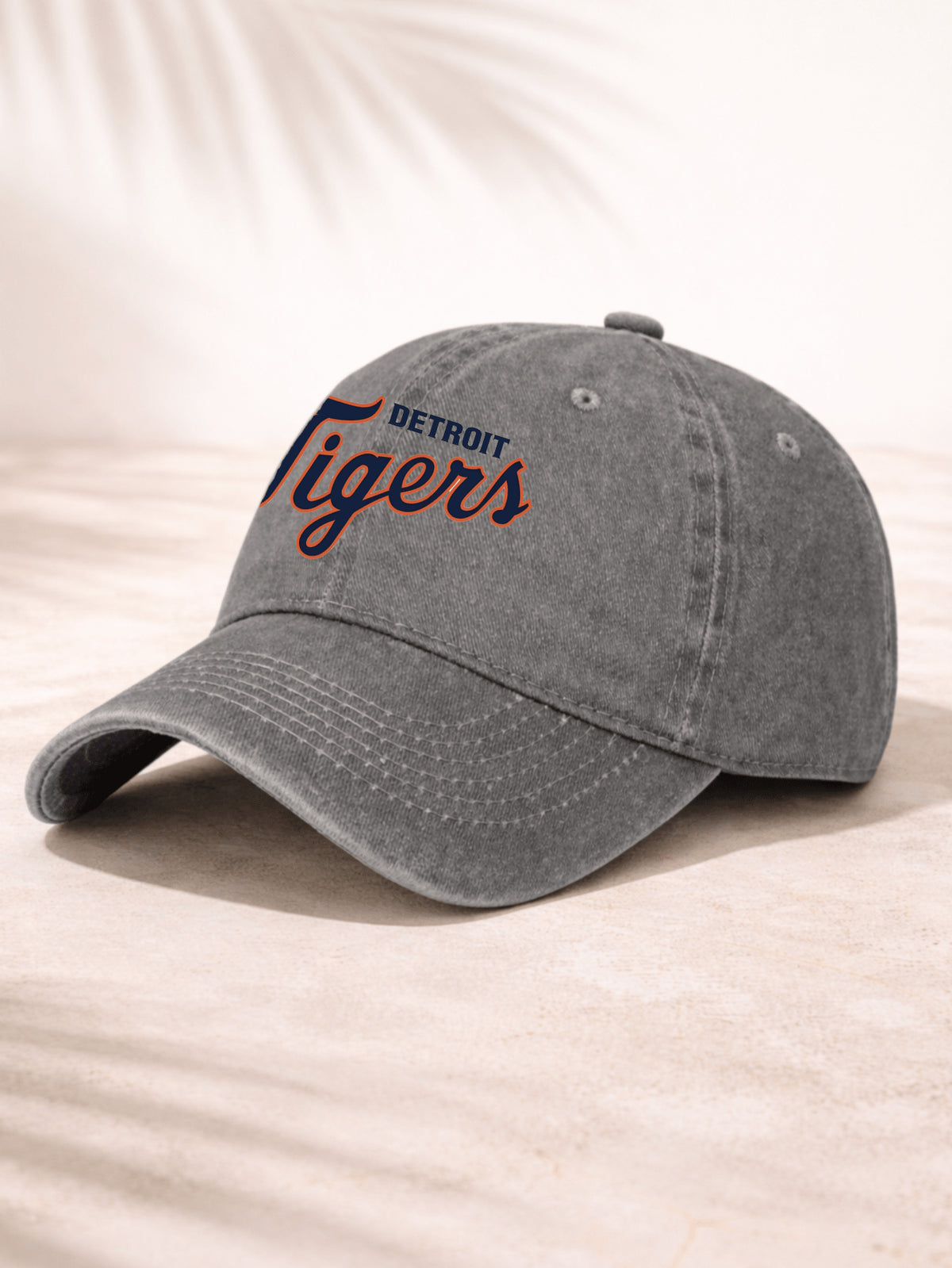 Washed Denim Baseball Cap Unisex Adjustable Hat For Men And Women Casual Sporty Style Detroit Tigers Logo Embroidered Design Classic Team Spirit Print Perfect For Outdoor Activities Daily Wear And Sports Events Lightweight Comfortable Fit With Distressed