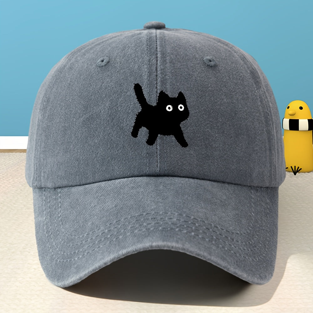 A Unisex Printed Baseball Cap, Unisex Classic Washed Distressed Retro Duck Tongue Hat, Outdoor Leisure Sports Shopping Vacation Hat, Personalized Street Rock Rap Hip-Hop Hat, Soft And Comfortable, Sweat-Absorbent, Adjustable Hat
