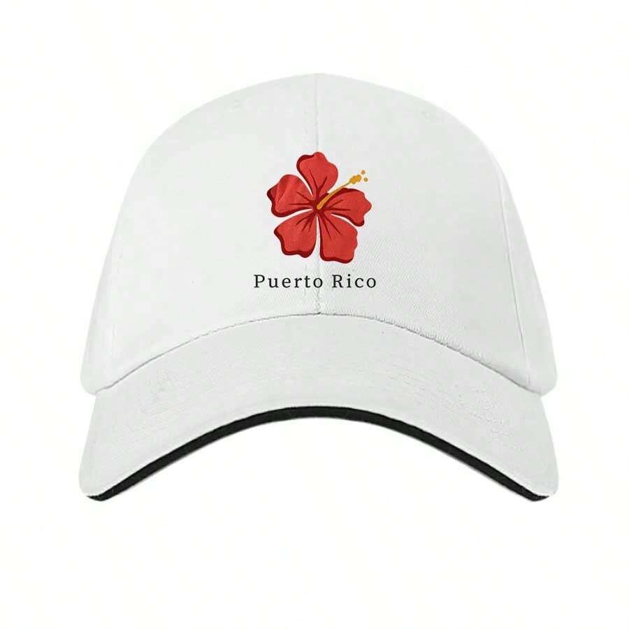 A Red Hibiscus Flower Symbolizing Puerto Rico's Beauty And Culture Hats Baseball Cap