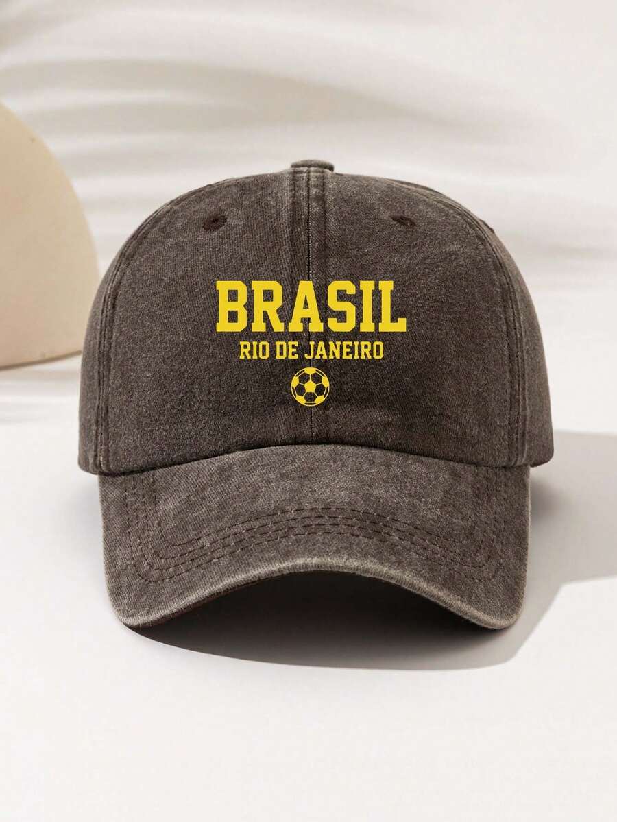1 Stück vintage gewaschene Brasilien Sternen Muster Sommer UV-Schutz Baseballkappe, retro Hipster Hip-Hop gebogener Schirm Hut, verstellbare Unisex Sonnenschirmmütze