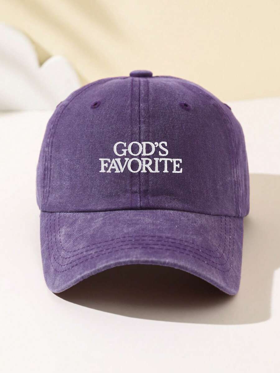 1 Stück Damen "Gottes Liebling" bestickte weiche Baseball Kappe, schmeichelhaft, verstellbare Größe, lässiger Stil, modisch für tägliche Fahrten, Strand, Outdoor-Sport, Wandern, Sommer, Hut