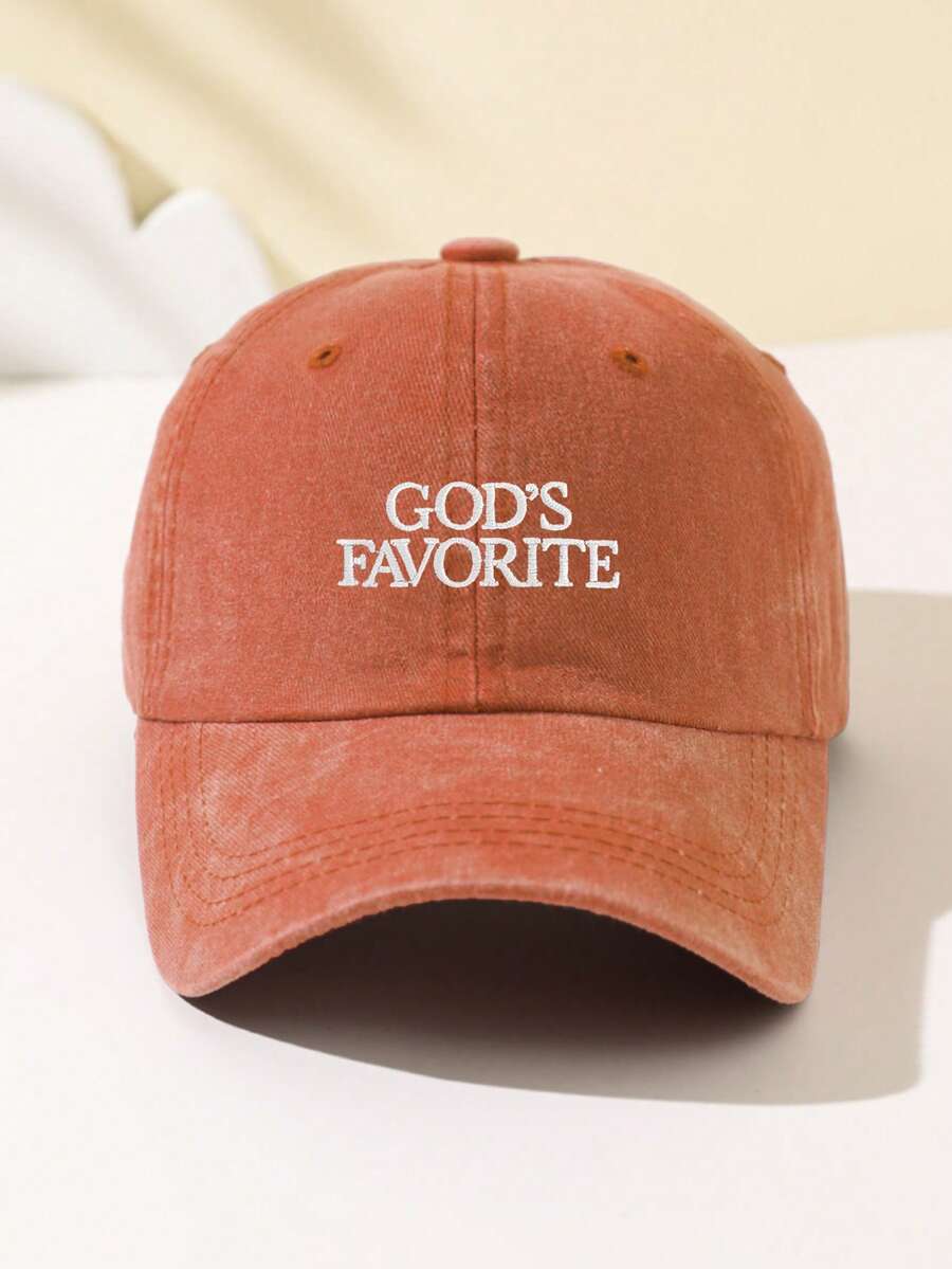 1 Stück Damen "Gottes Liebling" bestickte weiche Baseball Kappe, schmeichelhaft, verstellbare Größe, lässiger Stil, modisch für tägliche Fahrten, Strand, Outdoor-Sport, Wandern, Sommer, Hut