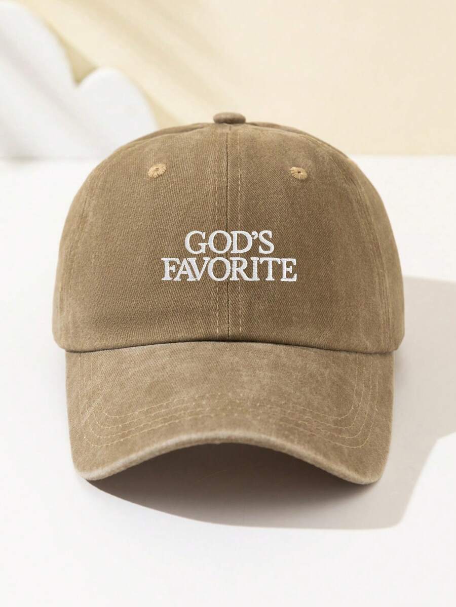 1 Stück Damen "Gottes Liebling" bestickte weiche Baseball Kappe, schmeichelhaft, verstellbare Größe, lässiger Stil, modisch für tägliche Fahrten, Strand, Outdoor-Sport, Wandern, Sommer, Hut