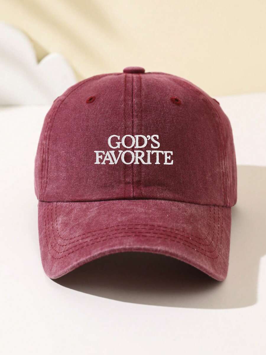 1 Stück Damen "Gottes Liebling" bestickte weiche Baseball Kappe, schmeichelhaft, verstellbare Größe, lässiger Stil, modisch für tägliche Fahrten, Strand, Outdoor-Sport, Wandern, Sommer, Hut