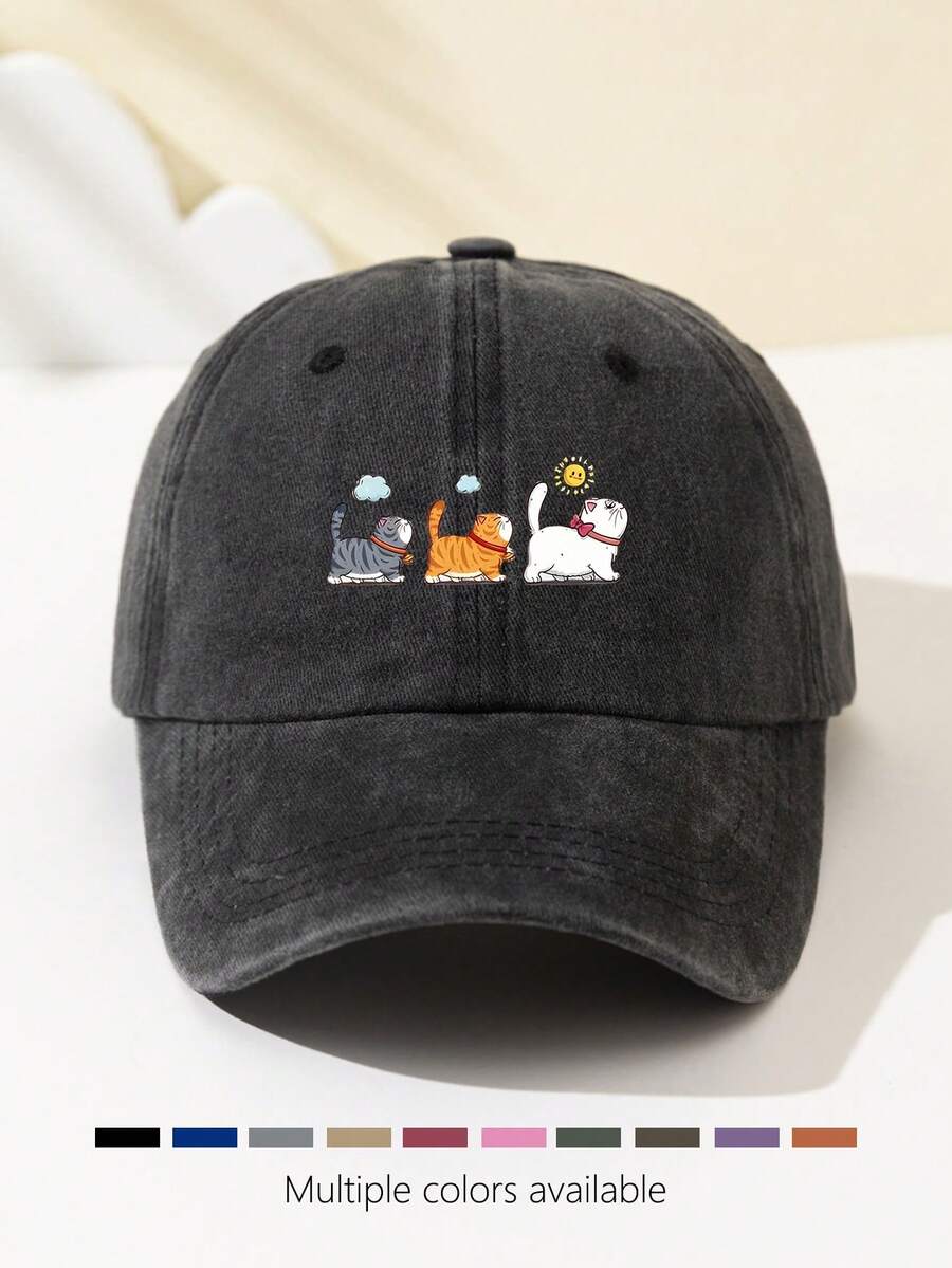 1 Stück Damen Baseballkappe aus weichem Material mit Kletterkatzen-Motiv, atmungsaktiv mit verstellbarem Schirm, geeignet für tägliche Ausflüge, Urlaub, Camping, Outdoor-Sport, LKW-Fahrer, Geschenk für Feiertage